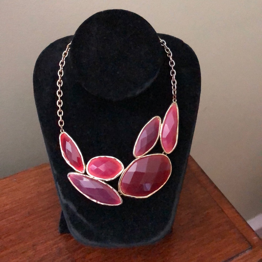 Deep Purple, Maroon and Gold Statement Necklace